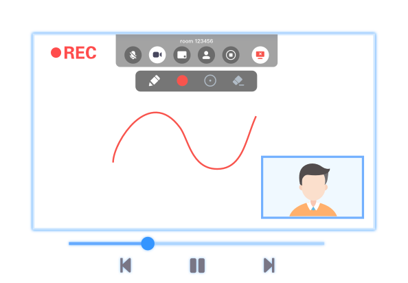 Synchronous recording and playback of whiteboard courseware